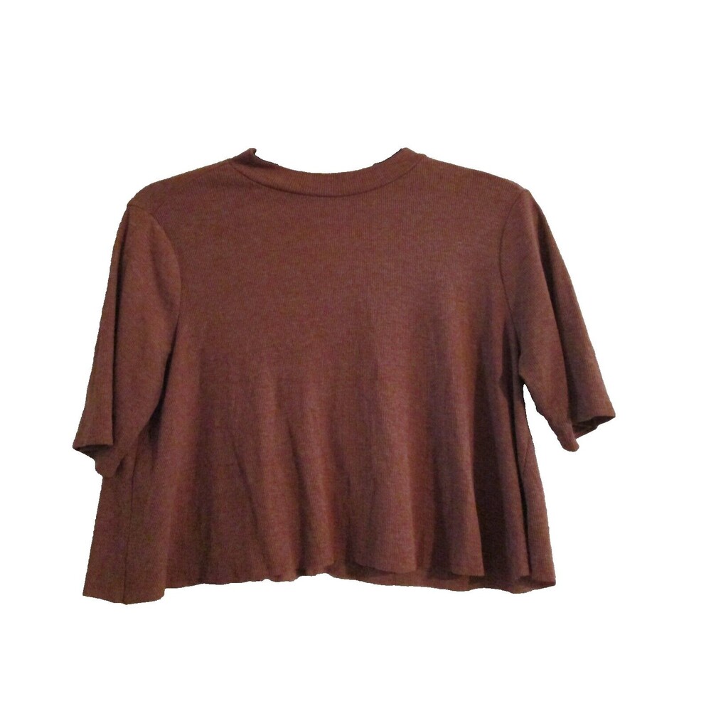 One the land Crop Top Brown Top Size Medium Short Sleeve Shirt